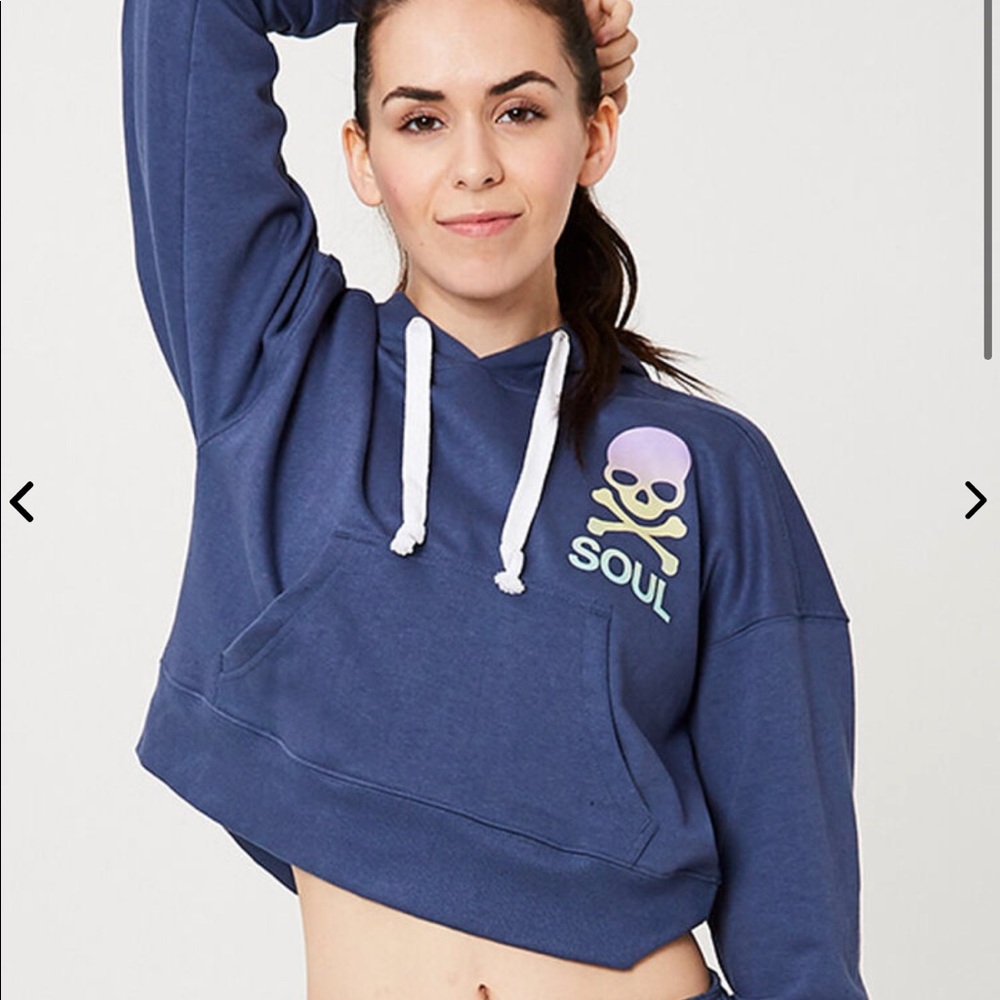 BNWT SoulCycle blue cropped hoodie